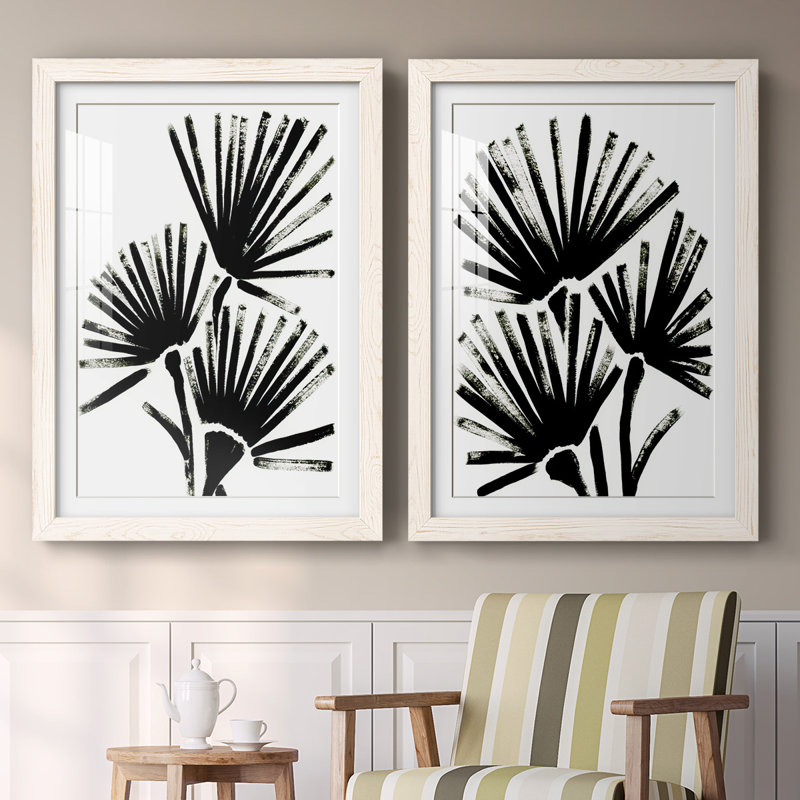 Impression encadrée «Fan Fan I» - prête à accrocher, Cadre blanc, H 27,5 po x l 75 po x P 1,5 po