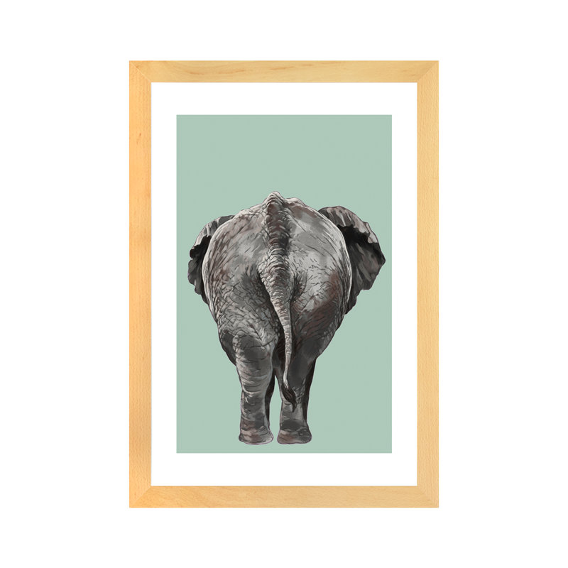 Art de bout éléphant, H 24 po x l 16 po x P 1 po, Papier encadré naturel