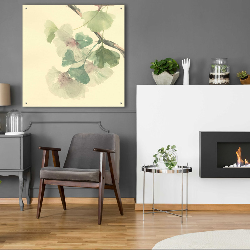 Red Barrel Studio® «Gingko Leaves II» par Chris Paschke, art mural en verre acrylique, H 36 po x l 36 po x P 0,2 po