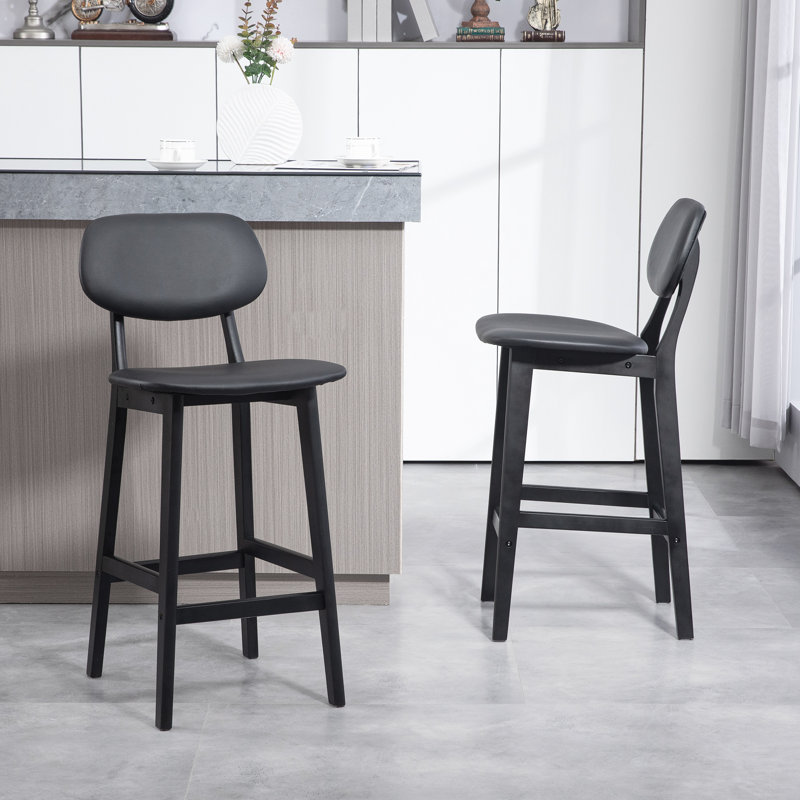 Ensemble de 2 tabourets de bar, hauteur comptoir avec pieds en bois massif