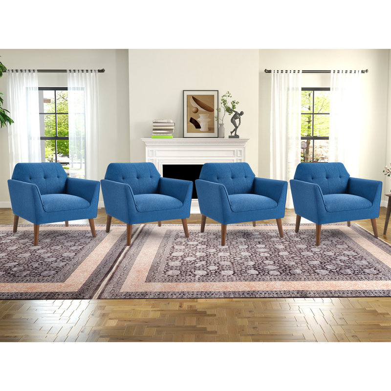 Fauteuil d'appoint rembourré de 32,2 po de largeur en bois massif scandinave, Blue