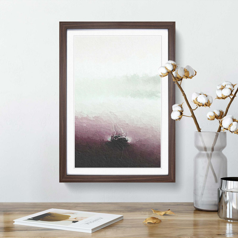 Drop of Water in the Lake - Picture Frame Painting Print, 65cm H x 48cm W x 2cm D, Walnut Framed