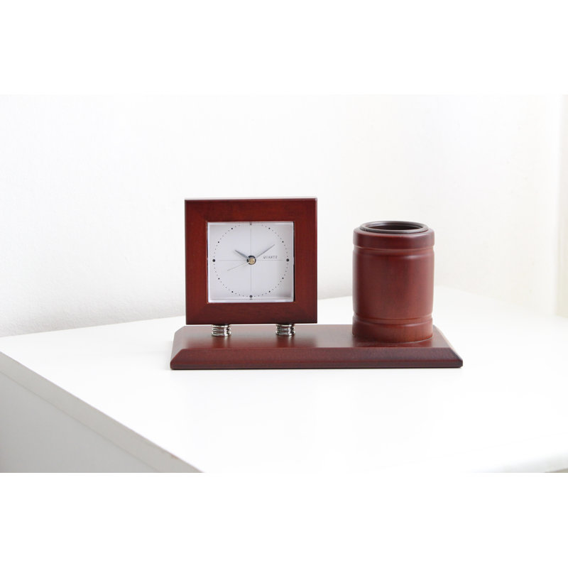 Analogue Wood Mechanical Tabletop Clock Brown Wood