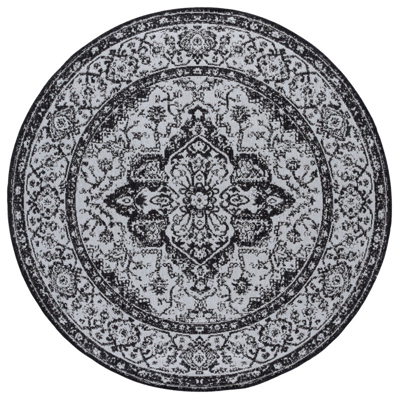 Adler Performance Oriental Indoor/Outdoor Area Rug, Round 6'7"