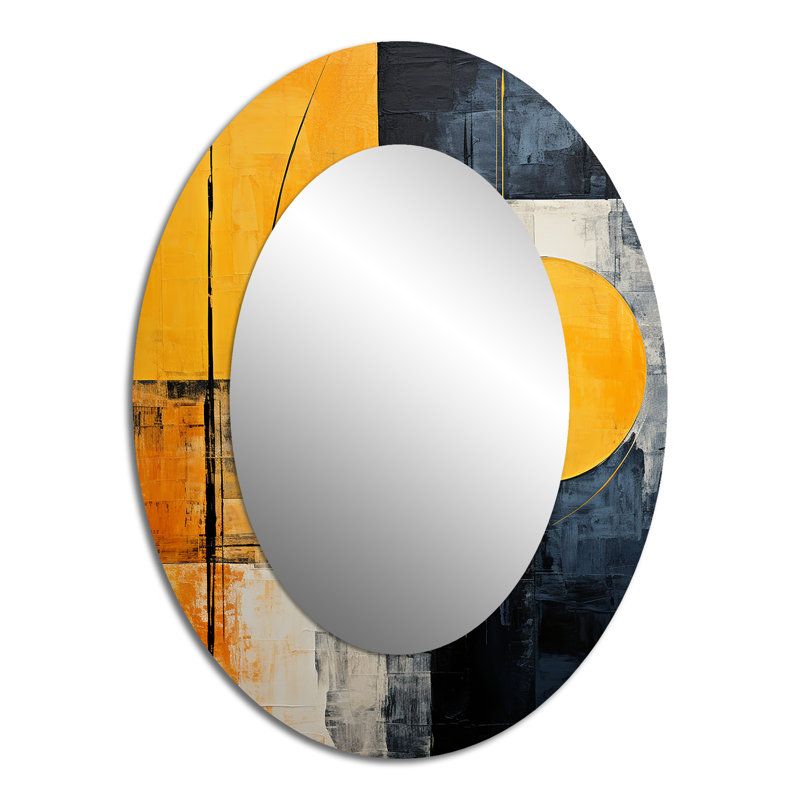 Lemon Loops Abstract Shapes - Modern Oval Wall Mirror, 40" x 30"
