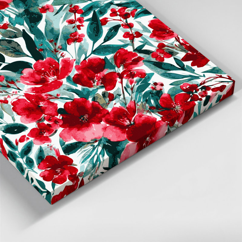 "Watercolor Floral 33", art mural sur toile bleue, H 8 po x l 8 po