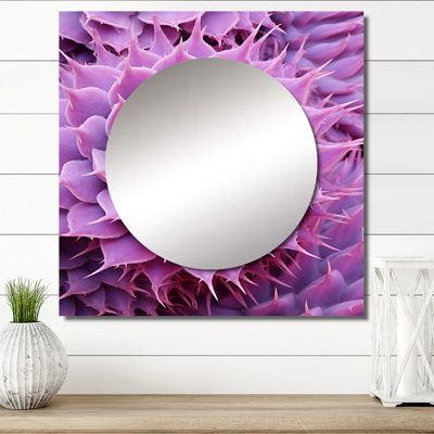 Jenalea - Cactus Mauve Majesty Floral & Botanical Large Square Mirror Wall Decor For Bedroom