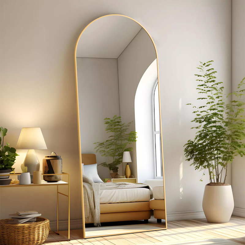 Miroirs muraux surdimensionnés arqués, Doré, 78 po x 38 po