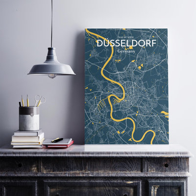 Impression sur carte de la ville de Dusseld