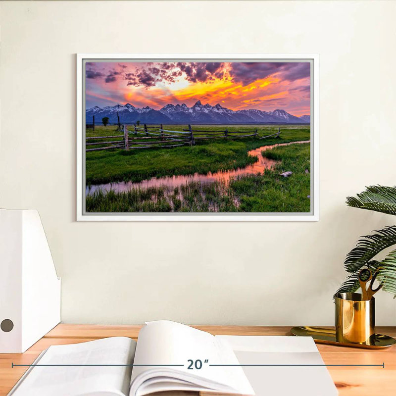 Éclat de Grand Teton, Cadre flottant blanc, 13 po x 9 po