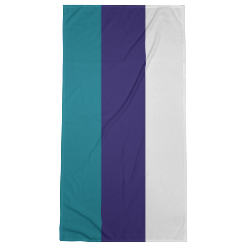 Lightweight Bath Towel, Teal/Dark Purple/White