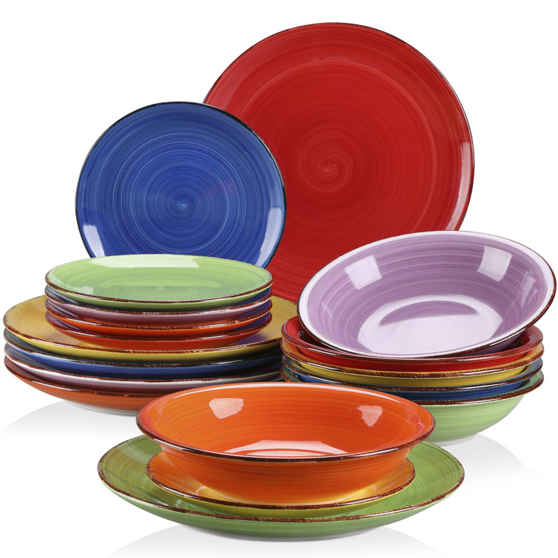Bonita 18 Piece Dinnerware Set, Service for 6, Assorted Colours