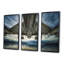 Avion sur la plage et la mer - ensemble d'art mural sur toile encadré 3 plages-871057327-871057326