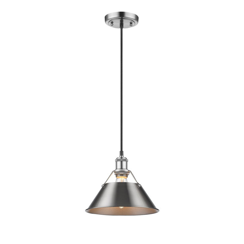 Luminaire suspendu conique à 1 lumière Weatherford, H 130 po x l 10 po x P 10 po, Étain, Étain