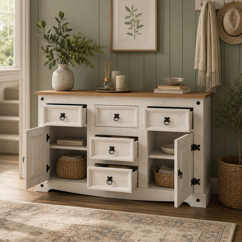 Zev 125cm Solid Wood Sideboard