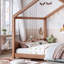 Structure de lit robuste en bois massif pour enfants avec lattes de soutien, aucun sommier nécessaire et conception facile d'accès