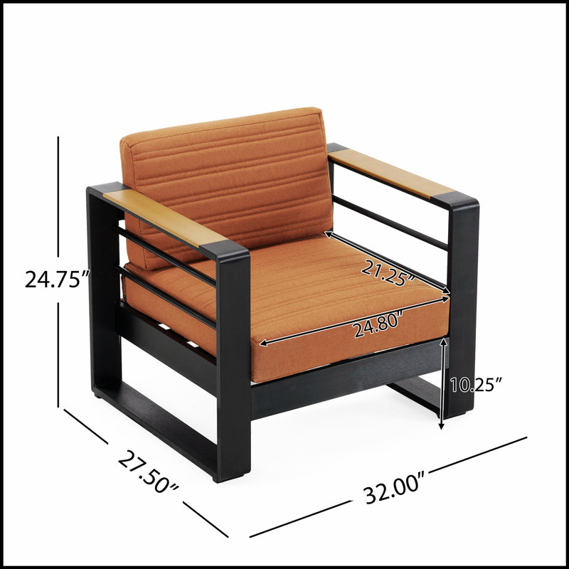 Fauteuil club Giovanna - siège d'extérieur léger et résistant à la rouille pour un confort et une durabilité maximaux, Orange