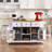 53Inch Large Kitchen Island With 2 Bar Stools, Power Outlet,Door Internal Storage Rack, Kitchen Storage Cart On 5 Wheels With Drop Leaf, 5 Open Side Racks, 3 Drawers,White-870457948