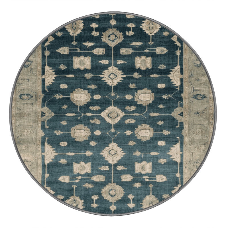 Tapis brun lavable à la machine, Rond 3 pi