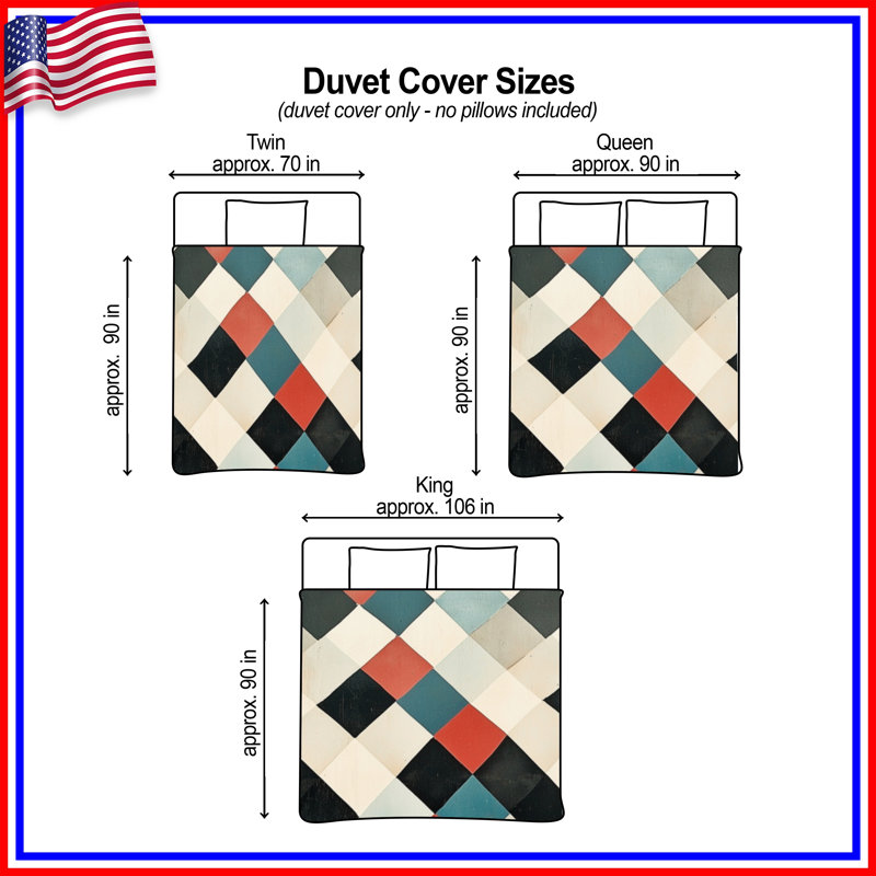 Diamond Checkered Pattern Duvet Covers, King