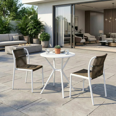 Belden Bates Brown White Outdoor Dining 2 Seats Set
