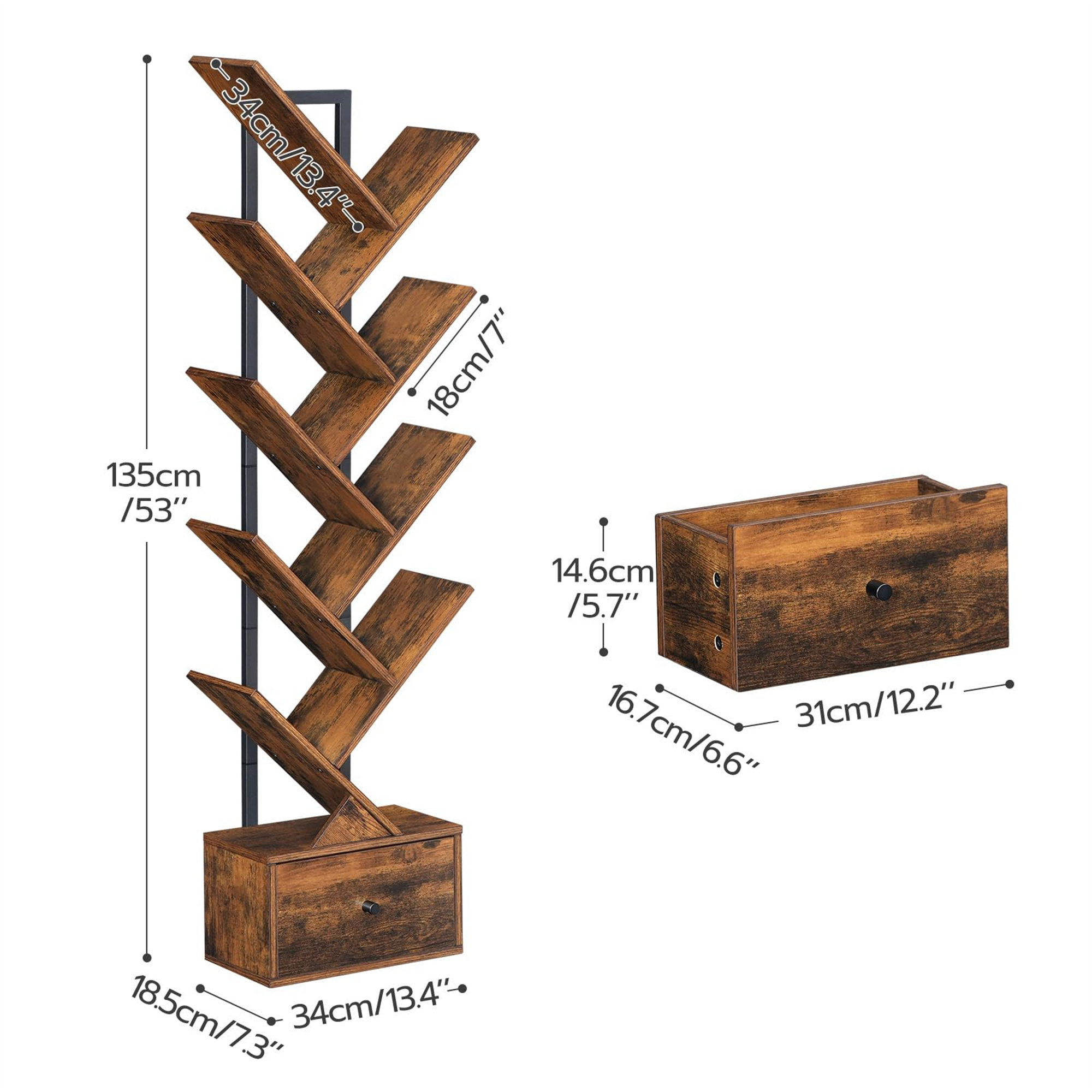Next Tree Bookcase Alpen Home Bookcase with drawer, free-standing bookcase with 9 levels ...