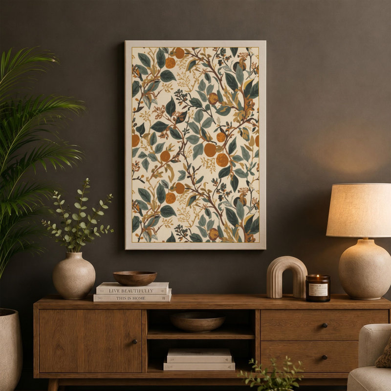 Scattered Study Botanical - Wrapped Canvas, 18x12 - 45.7 x 30.5 cm, Teal Border