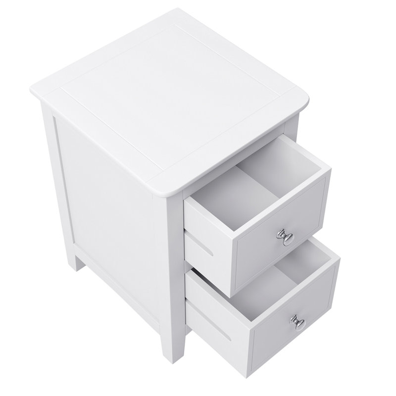 White Solid Wood 5 Pieces Bedroom Sets(Bed+Nightstand*2+Chest+Dresser), Full
