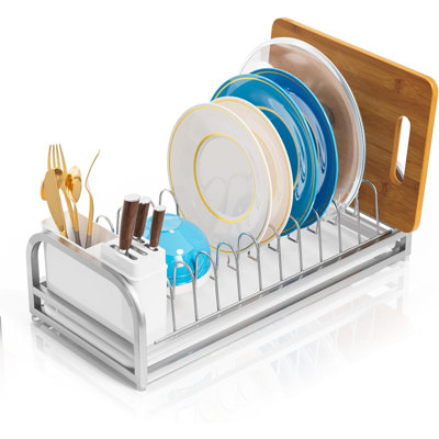 304 Stainless Steel Small Dish Rack w Utensil Holder