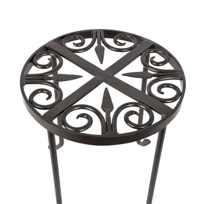 Round Trivet Wrought Iron Plant Stand, Graphite