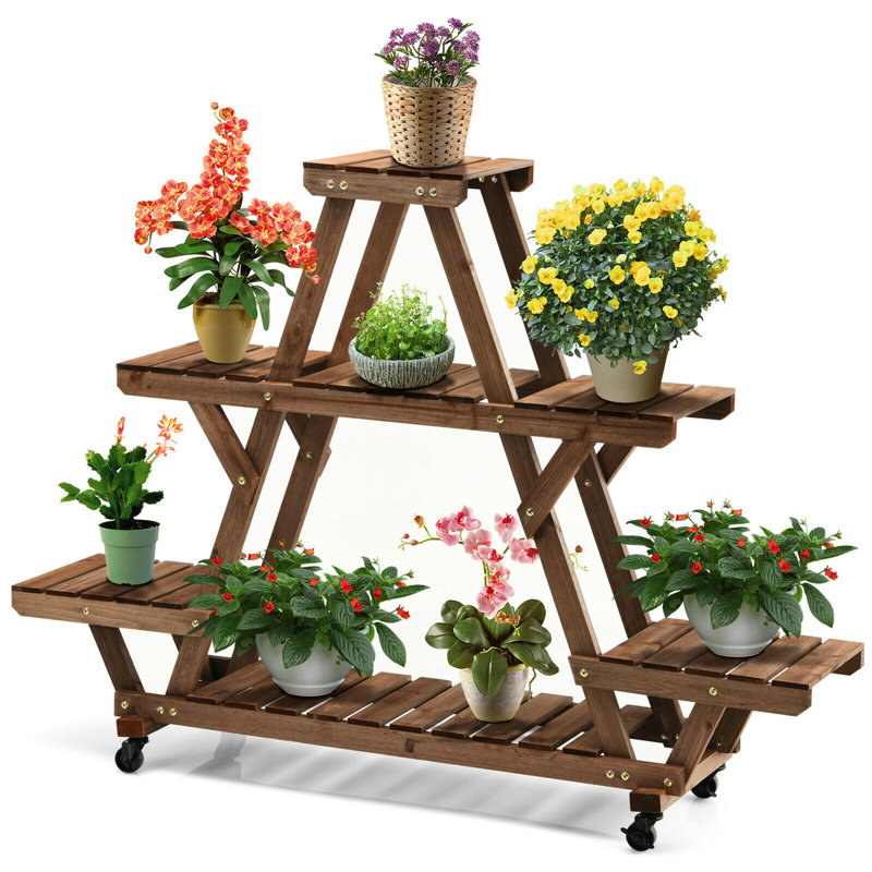 Support à plante en bois