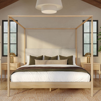 Jacelyn Canopy Bed with Upholstered Headboard,