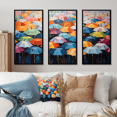 Ensemble de décorations murales Rainbow Umbrellas Collage I - Sky