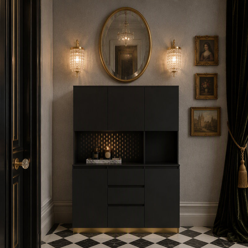 Armoire de cuisine autoportante de 74 pouces avec 6 portes, 3 tablettes et 2 tiroirs pour des solutions de rangement polyvalentes
