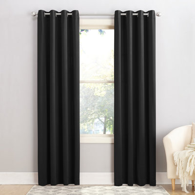 Sun Zero Gramercy Thermal Energy Saving Grommet Curtain Panel Pair In Black