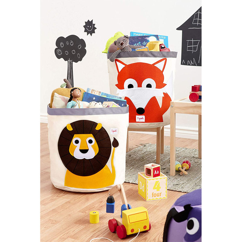 3 Sprouts - Canvas Storage Bin - Laundry and Toy Basket for Baby and Kids - Lion