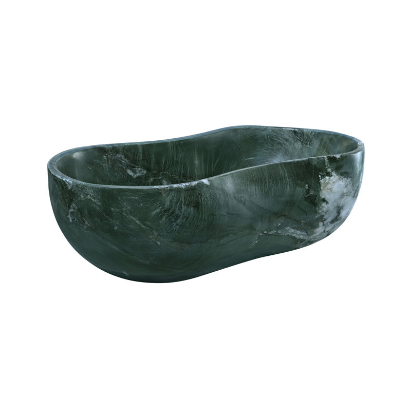 Green Natural Marble Bathroom Vessel Sink, Green