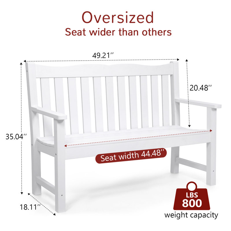 Banc d'extérieur imperméable 49 po 49 po, Blanc
