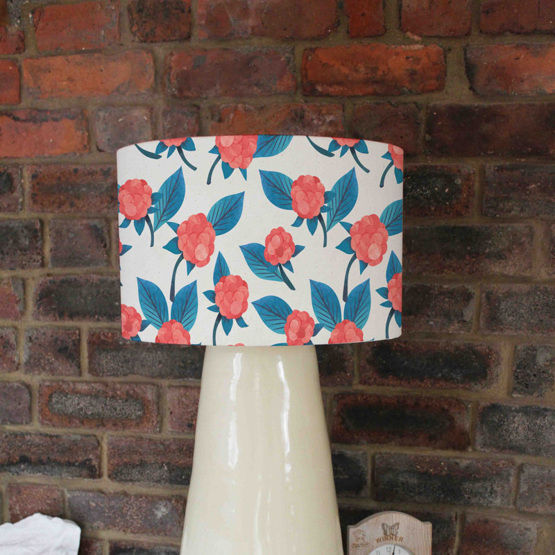 Watercolour Floral Pattern 25 cm H Drum Cotton Lamp Shade ( Uno )