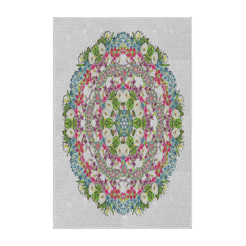 Tapis floral rose, Rectangle 5 pi x 7 pi