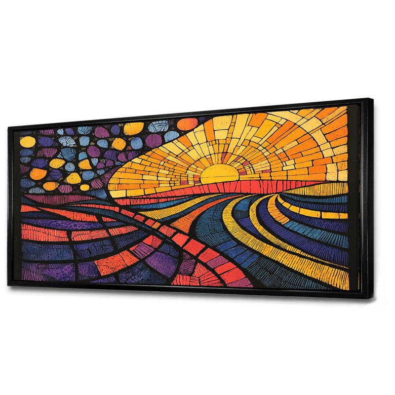 Art mural sur toile Gurkiran Mosaic Meadow, H 28 po x l 60 po, Impression encadrée flottante, Noir, noir, noir, noir