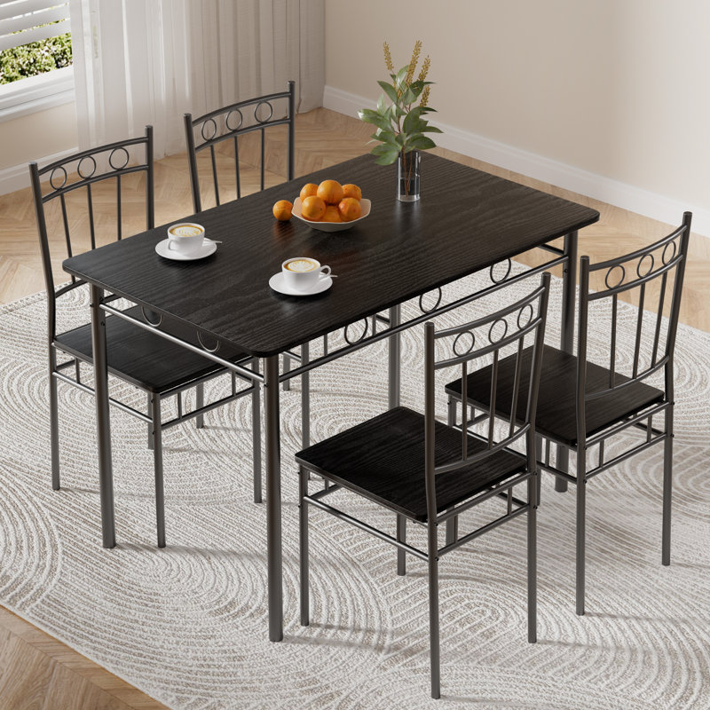 5 - Piece Dining Set,Kitchen Table And Chairs, Rectangular Dining Room Table Set With 4 Chairs, Space-Saving Kitchen Table Set For Small Space,Dinette,Apartment