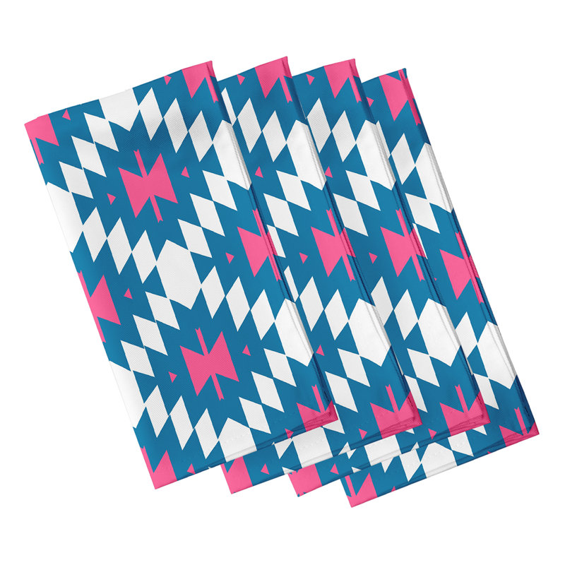 Wigington Polyester Geometric Square Napkin, Blue