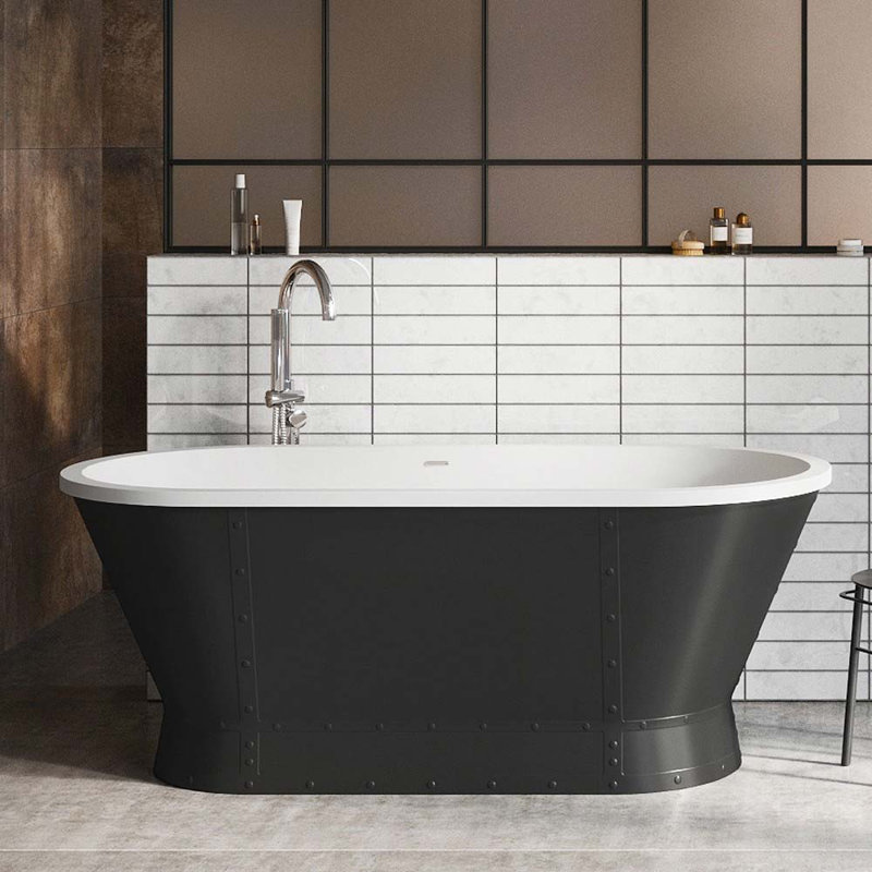 1676mm x 780mm Soaking Acrylic Bathtub, Black