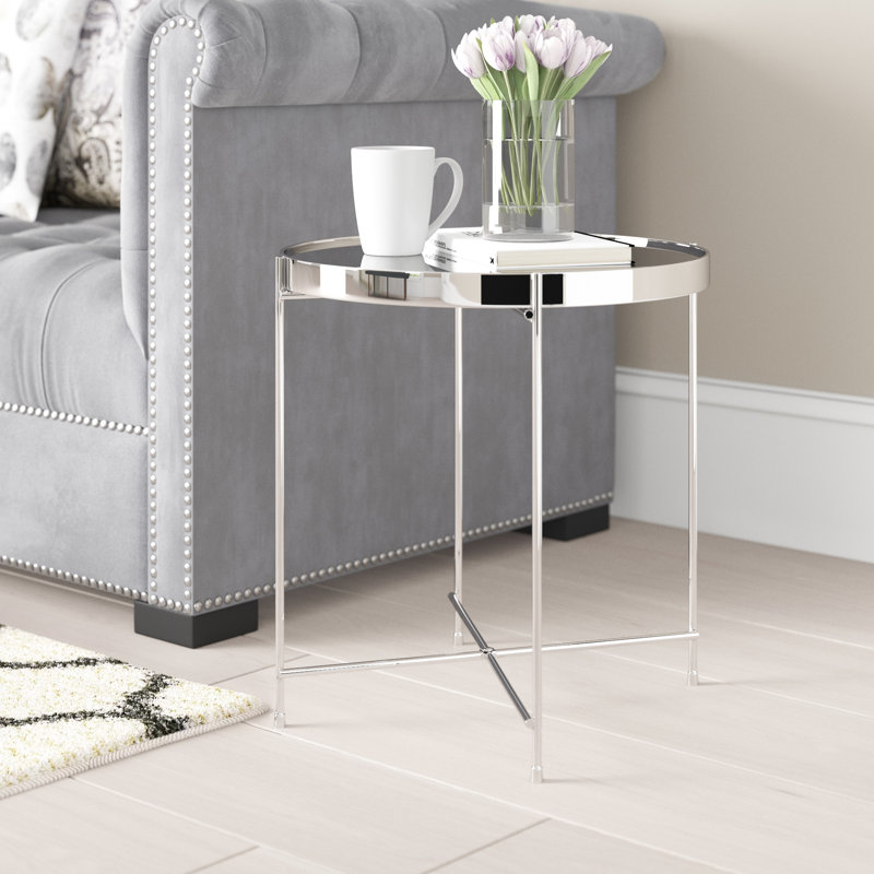 Yasmina Tray Top End Table, Chrome