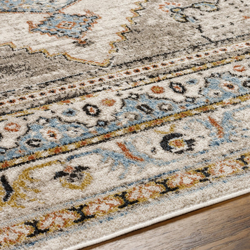 Labombard Traditional Blue and Rust Area Rug, Runner 2'7" x 7'3"