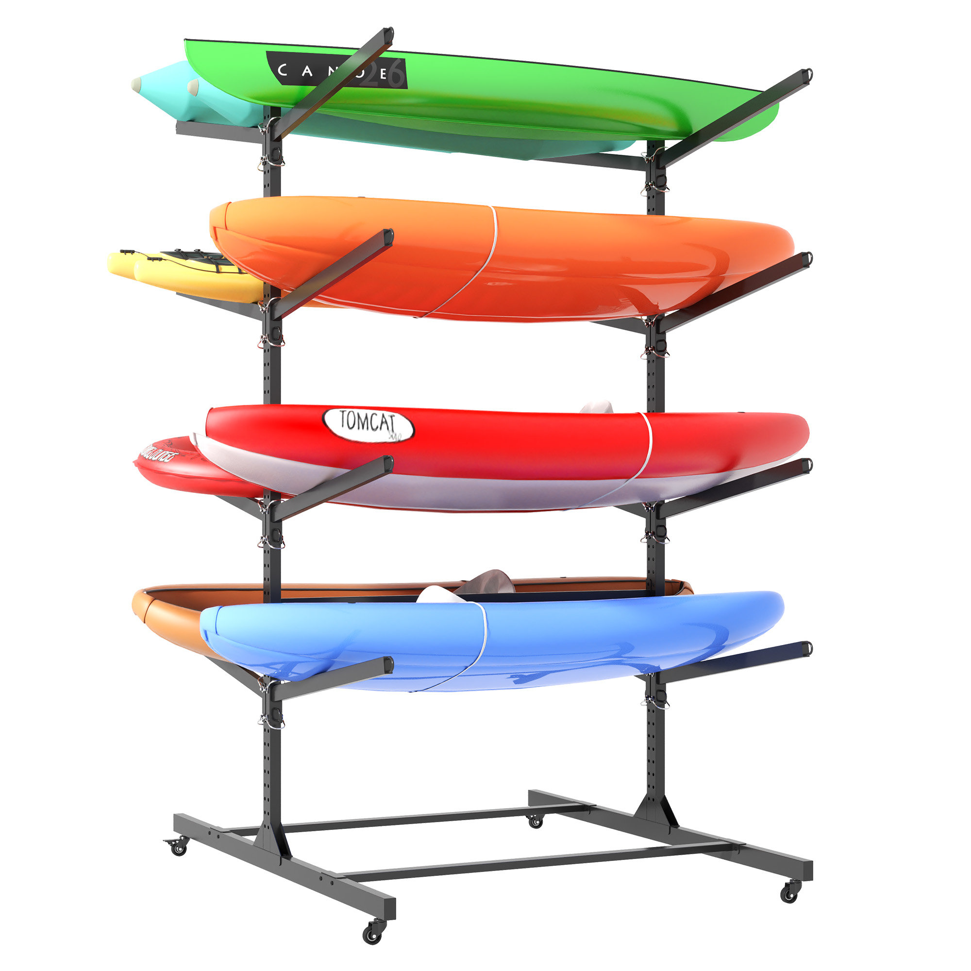 17 Stories Freestanding 4-tier Kayak & Canoe Storage Rack With Side ...