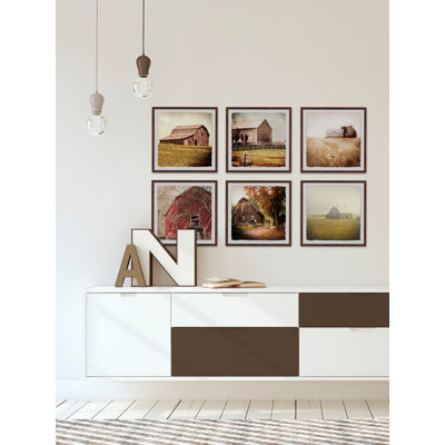 Barn Barn II Hexaptych - Ensemble de 6 reproductions de photos sur papier encadrées