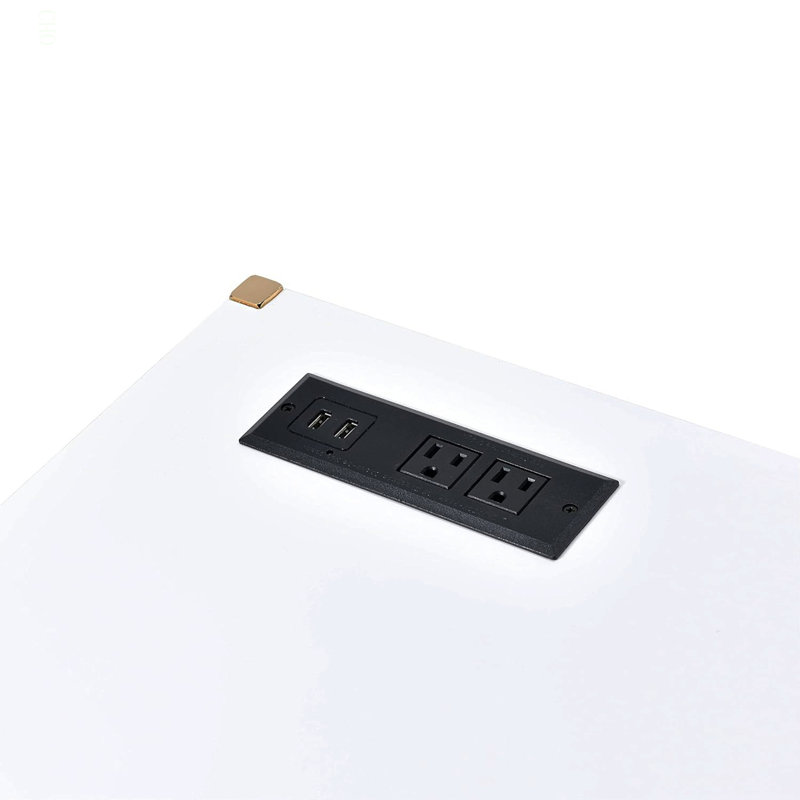 Bureau d'écriture rectangulaire avec ports USB idéal pour le bureau ou le bureau dans la chambre ou le salon, Blanc