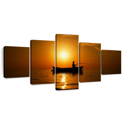 Pêche au coucher du soleil